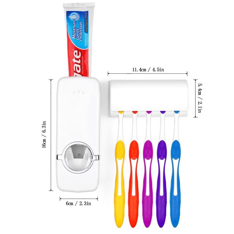 Automatic Toothpaste Dispenser Holder Bathroom Wall Mount Rack Bath