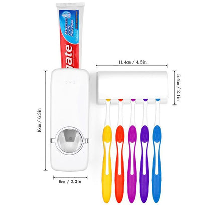 Automatic Toothpaste Dispenser Holder Bathroom Wall Mount Rack Bath