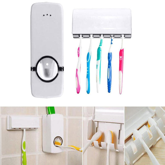 Automatic Toothpaste Dispenser Holder Bathroom Wall Mount Rack Bath