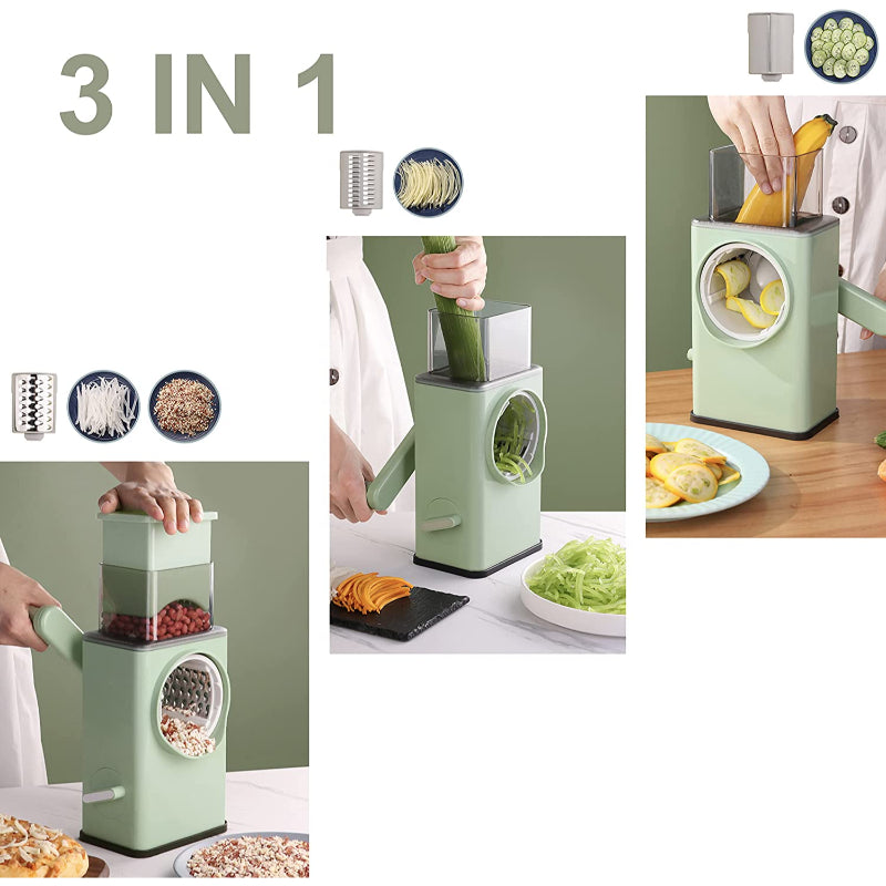Multi Vegetable Cutter High-Efficiency Rotary Grater With Handle