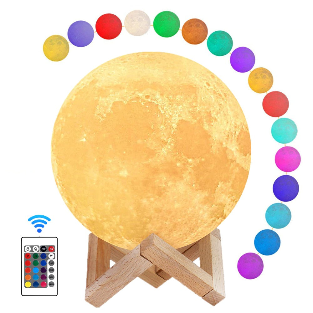 3D Magical Moon LED Night Light Desk Lamp Rechargeable