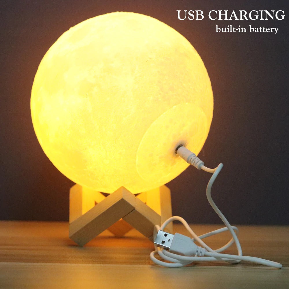 3D Magical Moon LED Night Light Desk Lamp Rechargeable