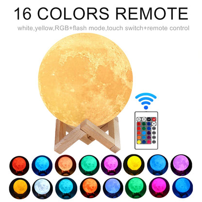 3D Magical Moon LED Night Light Desk Lamp Rechargeable