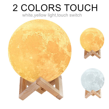 3D Magical Moon LED Night Light Desk Lamp Rechargeable