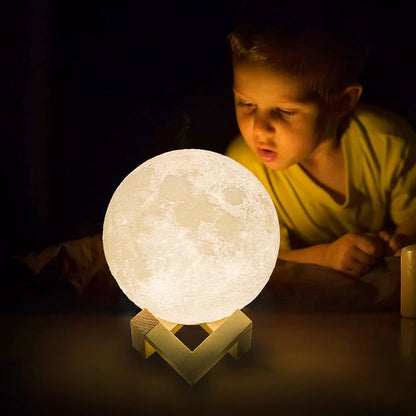 3D Magical Moon LED Night Light Desk Lamp Rechargeable