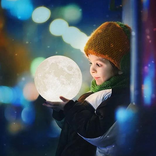 3D Magical Moon LED Night Light Desk Lamp Rechargeable