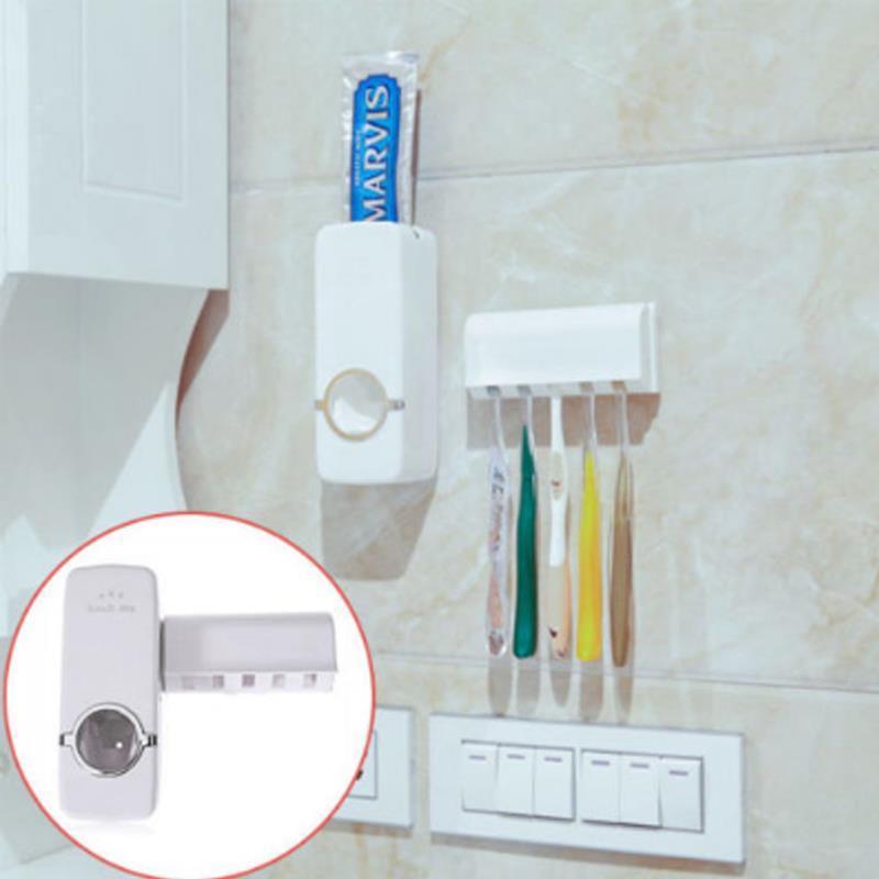 Automatic Toothpaste Dispenser Holder Bathroom Wall Mount Rack Bath