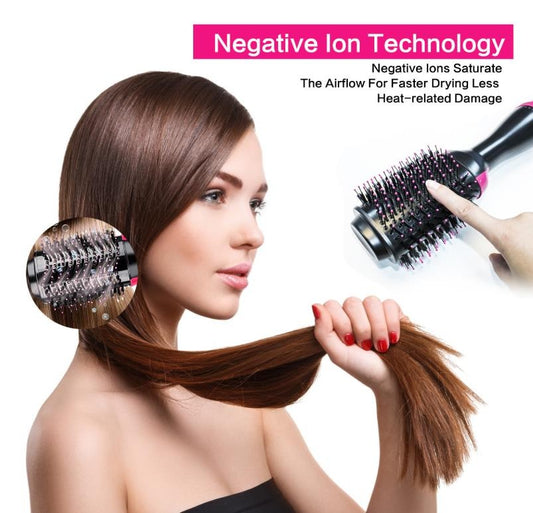 2 In 1 One Hair Dryer And Volumizer Warm Air Fast Styling Straightener & Curls Styler